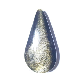 Cabochon en forme de goutte rainuré, en obsidienne dorée du Mexique