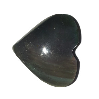 Cabochon en en forme de coeur en obsidienne mento huichol (mentogochol).