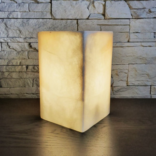 Lampe de table en onyx mexicain blanc - Artisanat mexicain en pierre