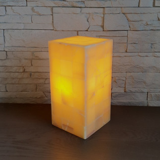 Lampe de table rectangulaire en Onyx. Artisanat mexician en pierre
