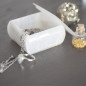 Petite boîte à bijoux artisanale, en onyx mexicain blanc 