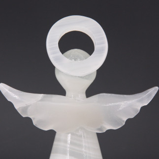 Figurine ange en onyx marbre blanc