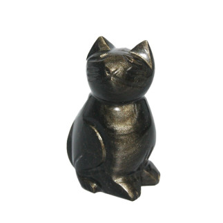 Pièce unique : chat en obsidienne dorée en provenance du Mexique.