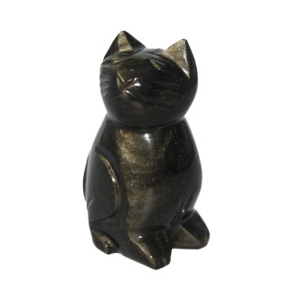 Pièce unique : chat en obsidienne dorée en provenance du Mexique.