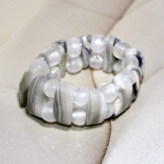 Bracelet en onyx marbre gris