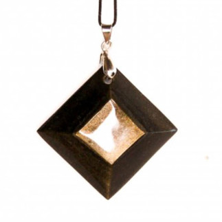Pendentif géométrique en obsidienne dorée | artisanat mexicain