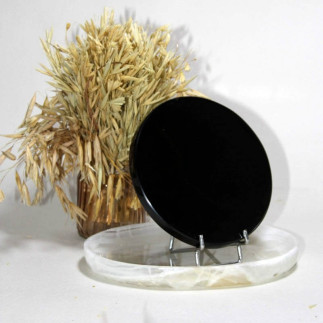 Miroir solaire en obsidienne noire | Diamètre 13cm