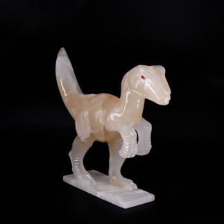 Sculpture de vélociraptor en onyx marbre
