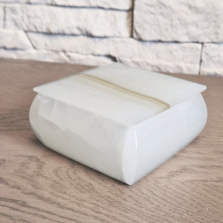 Boîte carrée décorative en pierre naturelle, fabriquée en onyx blanc
