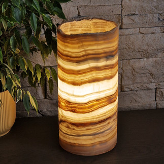 Lampe en Onyx Marbre Ambre - Lumière Zen et Élégance Naturelle