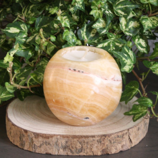 Bougeoir Orange Onyx Mexicain - Sphérique & Unique | Déco Chaleureuse