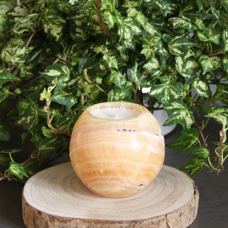 Bougeoir sphère orange