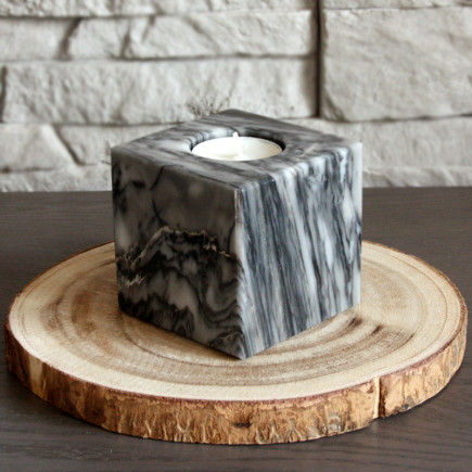 Porte-bougie cube noir