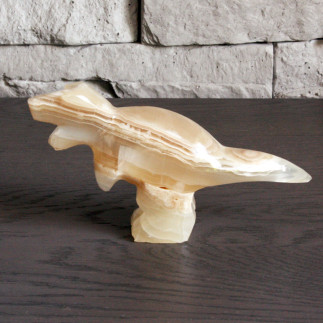 T-Rex en onyx marbre ambre – Dinosaure en pierre