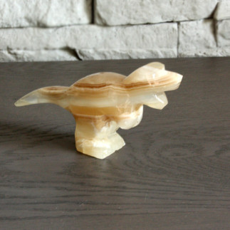 T-Rex en onyx marbre ambre – Dinosaure en pierre