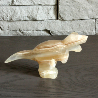 T-Rex en onyx marbre ambre – Dinosaure en pierre