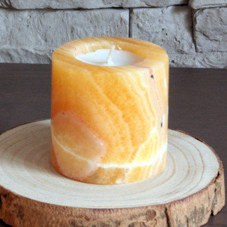 Bougeoir en onyx orange – Artisanat du Mexique