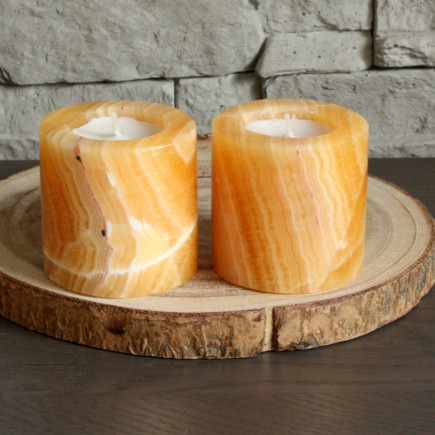 Porte-bougie cylindre orange