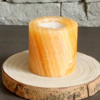 Bougeoir en onyx orange – Artisanat du Mexique