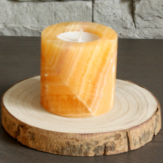 Bougeoir en onyx orange – Artisanat du Mexique