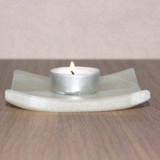 Plateau décoratif carré en onyx blanc San Luis | Artisanat Mexicain en pierre naturelle