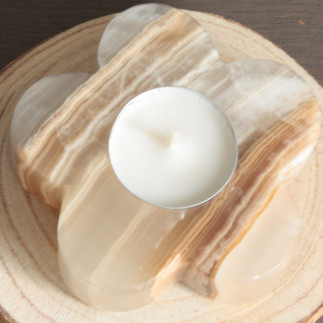 Bougeoir Artisanal Fleur en Onyx | Artisanat mexicain en pierre naturelle