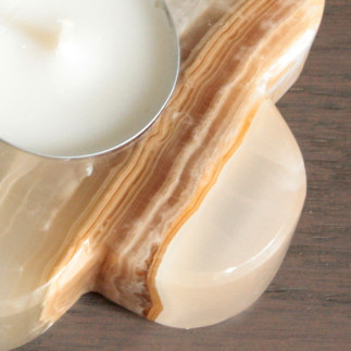 Bougeoir Artisanal Fleur en Onyx | Artisanat mexicain en pierre naturelle