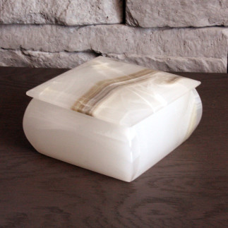 Boîte décorative en onyx blanc | Élégance naturelle