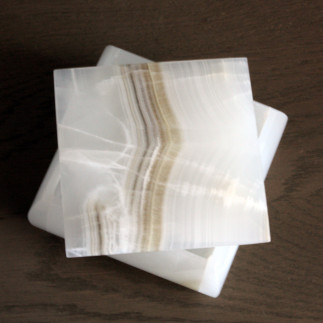 Boîte décorative en onyx blanc | Élégance naturelle