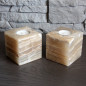 Porte-bougie cube en onyx marbre Porte-bougie cube en onyx marbre