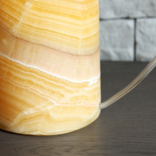 Lampe artisanale en onyx marbre orange – Lampe Itzamna