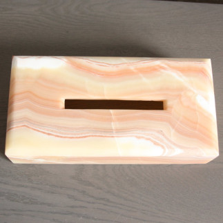 Boîte à Mouchoirs en Onyx orangé – Élégance et Raffinement