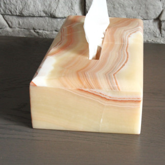 Boîte à Mouchoirs en Onyx orangé – Élégance et Raffinement