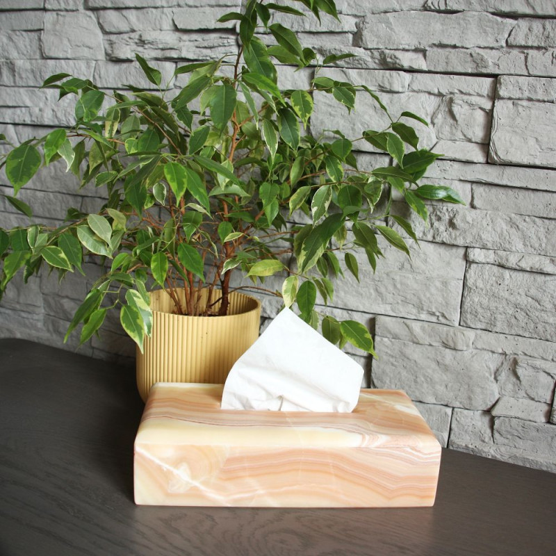 Boîte à mouchoirs en onyx orangé Boîte à mouchoirs en onyx orangé