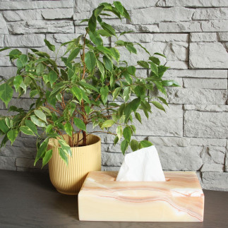 Boîte à Mouchoirs en Onyx orangé – Élégance et Raffinement
