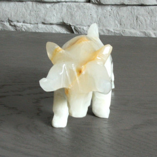 Taureau en Onyx Zèbre du Mexique – Sculpture Artisanale et Élégante