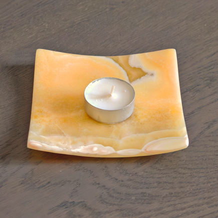 Plateau décoratif en onyx orange | Artisanat mexicain en pierre naturelle