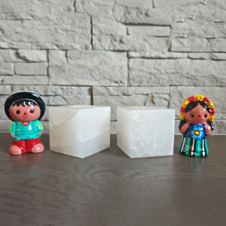 Bougeoir cube en onyx blanc de Tehuacán – Élégance minérale du Mexique