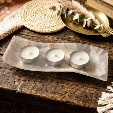 Plateau Onyx Mexicain Blanc Tehuacan | Fait Main