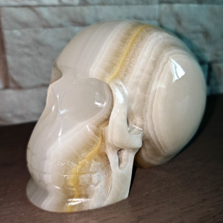 Crâne en Onyx Mexicain – Sculpture Artisanale Naturelle