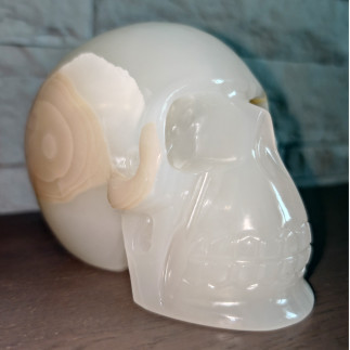 Crâne en Onyx Mexicain – Sculpture Artisanale Naturelle