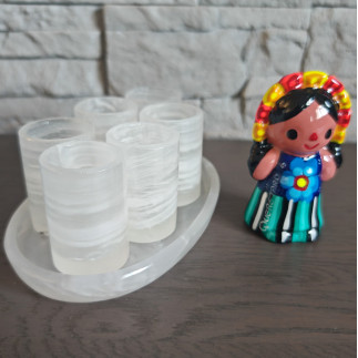Set verres à digestif fabriqué en onyx mexicain | 6 verres à liqueur