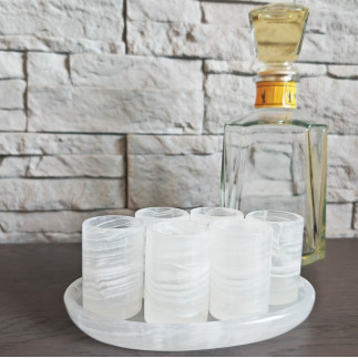 Set verres à digestif fabriqué en onyx mexicain | 6 verres à liqueur