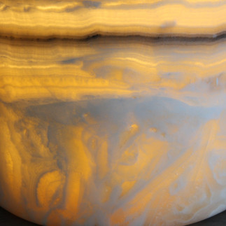 Lampe Mixcoatl Zèbre en Onyx du Mexique | Lampe Bohème Artisanale