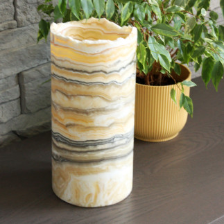 Lampe Mixcoatl Zèbre en Onyx du Mexique | Lampe Bohème Artisanale