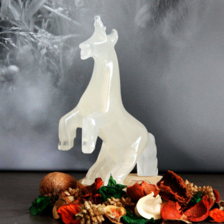 Licorne en onyx blanc Tehuacán | Sculpture artisanale mexicaine