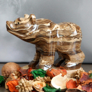 Ours en pierre naturelle | Sculpture en onyx marbre