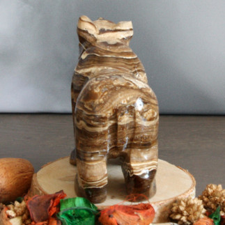 Ours en pierre naturelle | Sculpture en onyx marbre